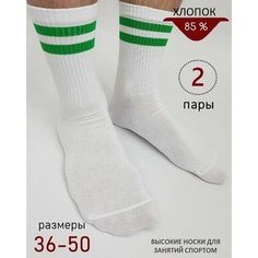 Носки BIZ-ONE, 2 пары, размер 48-50, белый, зеленый
