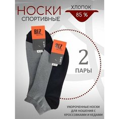 Носки BIZ-ONE, 2 пары, размер 39-41, черный, серый