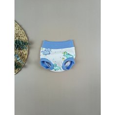 Трусы на подгузник , размер 68-74, белый, синий