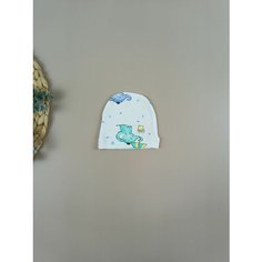Шапка , размер 40/42, бирюзовый, белый
