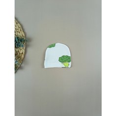 Шапка , размер 40-42, хаки, белый