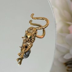 Брошь Queen Fair, фианит, золотой, зеленый