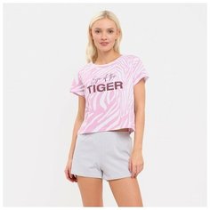 Пижама Kaftan, размер 40-42, серый, розовый