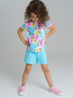 Комплект Playtoday для девочек: футболка, шорты, Синий