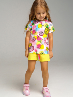 Комплект Playtoday для девочек: футболка, шорты, Желтый