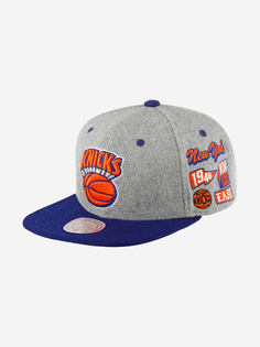 Бейсболка с прямым козырьком MITCHELL NESS HHSS4786-NYKYYPPPGREY New York Knicks NBA (серый), Серый Mitchell&Ness