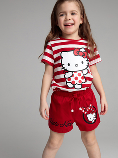 Комплект Playtoday для девочек: футболка, шорты, Красный