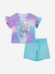 Комплект Playtoday для девочки: футболка, шорты, Голубой