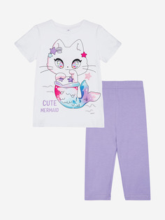 Комплект Playtoday для девочки: футболка, легинсы, Белый