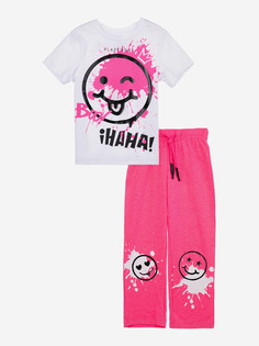 Комплект Playtoday для девочки: футболка, брюки, Розовый