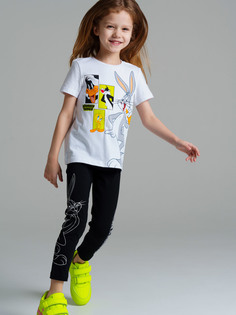 Комплект Playtoday для девочки: футболка, легинсы, Черный