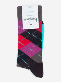 Носки с рисунками Happy Socks - Argyle Grey Purple Black, Коричневый