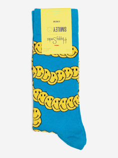 Носки с рисунками Happy Socks x Smiley - Zen Smiley Blue, Голубой