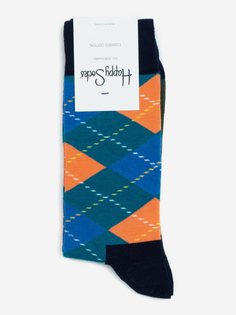 Носки с рисунками Happy Socks - Argyle Green Blue Orange, Синий