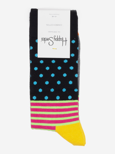 Носки с рисунками Happy Socks - Stripes Dots Blue Orange Yellow, Желтый