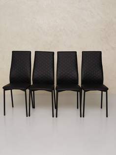 Стул для кухни Furnica Comfy с мягким сиденьем и спинкой 4 шт., Черный