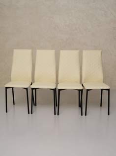 Стул для кухни Furnica Comfy с мягким сиденьем и спинкой 4 шт., Бежевый