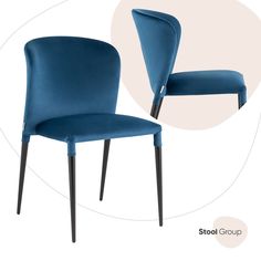 Стул Лори велюр синий Stool Group