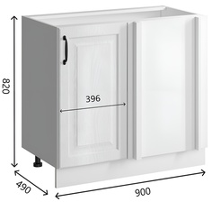 Кухонный напольный угловой шкаф для мойки BV Romeo МДФ Белая матовая текстура 90x47x82