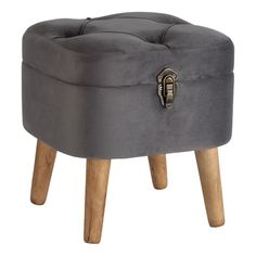 Пуф Glasar с крышкой серый 33 x 30 x 32 см ГЛАСАР