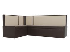 Диван кухонный Лига Диванов Кристина левый угол 191x130x85, иск кожа, бежевый/коричневый