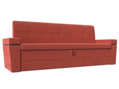 Диван кухонный Лига Диванов Деметра 217х58х80, микровельвет, коралловый