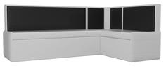 Диван кухонный Лига Диванов Кристина правый угол 191x130x85, искусст. кожа, черный/белый