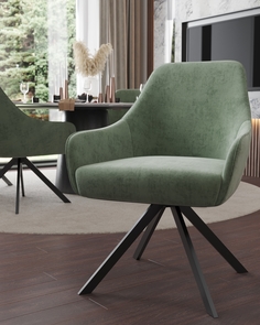 Стул ArtGenesis Амбссадор с подлокотниками металлические ножки зеленый