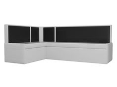 Диван кухонный Лига Диванов Кристина левый угол 191x130x85, искусст. кожа, черный/белый