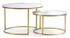 Комплект столиков Woodville Плумерия белый мрамор / золото