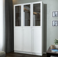 Книжный шкаф QualisMebel "Билли 338" 1500х400х2200, Белый