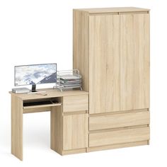 Шкаф-комод СВК Мори МШ900 с компьютерным столом МС-1Пр дуб сонома, 180х50х180 см