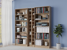 Стеллаж QualisMebel "Сантьяго" 2000х380х2220, Дуб Сонома