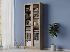 Книжный шкаф QualisMebel "Brams" 900х350х2400, Дуб Сонома