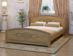 Кровать из массива сосны QualisMebel "Гера" 90х190, Классический Орех 1