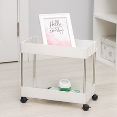 Этажерка 2-х ярусная на колёсах 40x13x28,5 см цвет белый No Brand