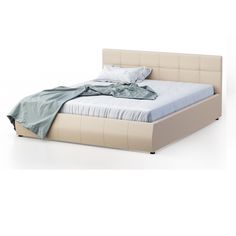 Двуспальная кровать Венера-1 140х190, GALAXY, бежевый эко кожа