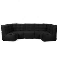 Бескаркасный модульный диван GoodPoof Мод 2L-I one size, велюр, Black Coal