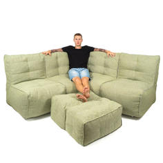 Бескаркасный модульный диван GoodPoof Мод L-II+ one size, рогожка, Eco Green