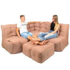 Бескаркасный модульный диван GoodPoof Мод L-II+ one size, рогожка, Light Brown