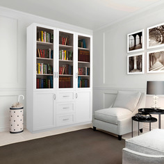 Книжный шкаф QualisMebel "Юлианна" 1200х400х2200, Белый