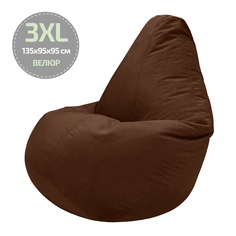Кресло-мешок Папа Пуф Велюр Коричневый 3XL 135x90