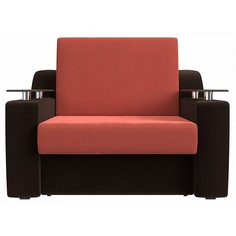 Диван-кровать Лига диванов Сенатор, коралловый/коричневый