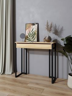 Туалетный столик консоль черный/дуб сонома KM Loft