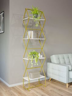 Стеллаж Ромбо стS золотой/белый KM Loft
