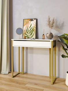 Туалетный столик консоль золото/белый KM Loft