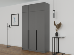 Шкаф распашной QualisMebel Пакс Форсанд 3, 1400х500х2700, Графит