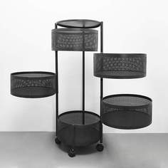 Этажерка с поворотными ящиками круглая Baizheng BZ-RQ003 черная, 5 секций