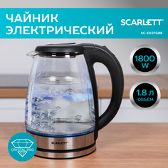 Чайник электрический Scarlett SC-EK27G88 1.8 л серебристый, прозрачный, черный