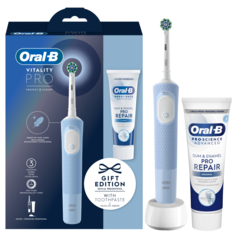 Электрическая зубная щетка Oral-B D.103.413.3 + зубная паста голубой